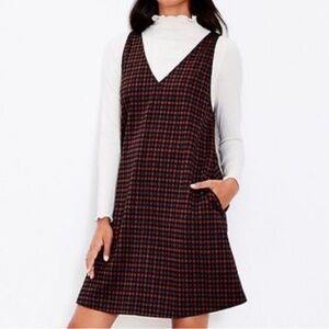 LOFT - double V-neck plaid dress